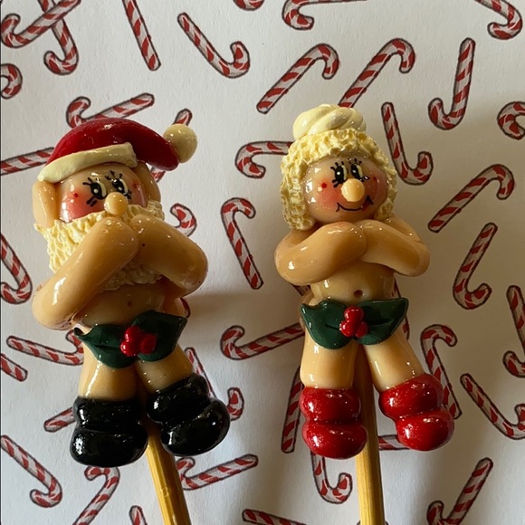 Other - Handcrafted; Christmas Naked Santa Plant Sticks